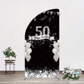 Lofaris Silver Glitter Balloon 50 Birthday Half Moon Arch Backdrop